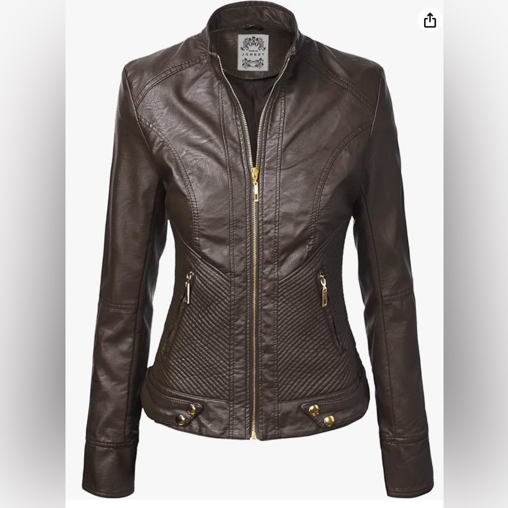 Made By Johnny Faux Leather Moto Biker Jacket